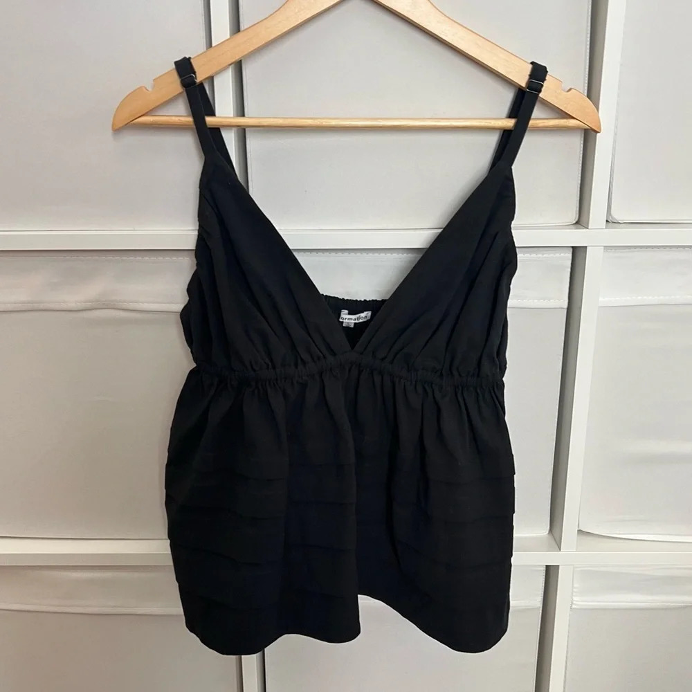 Reformation Vivien V-Neck Top Black